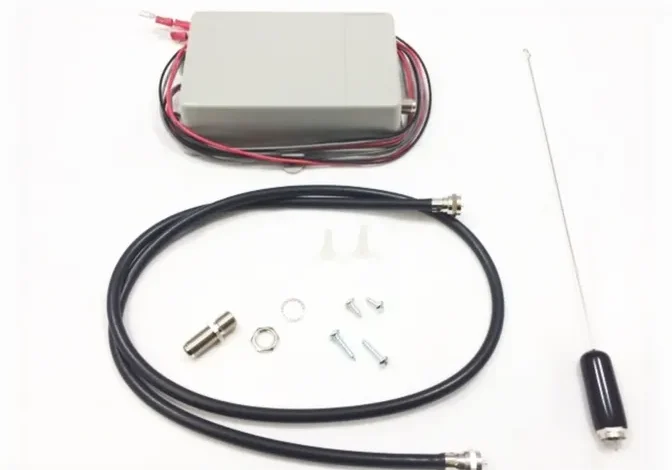 Antenna kit with cables and accessories.